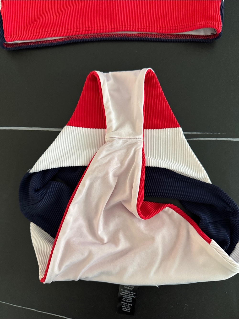 Beach Riot Red White Navy Ribbed Stripe Bikini Set - Picture 4 of 4